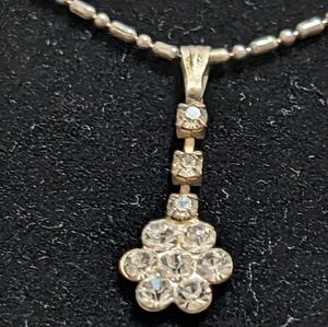 Floral Cluster Pendant Necklace Gold Tone Feminine Statement